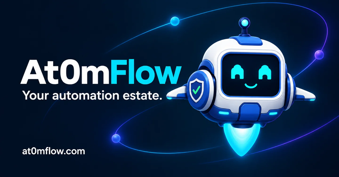 At0mFlow automation platform and Orbit brand artwork